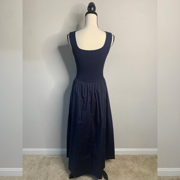 NWT Moon River Navy Blue Sleeveless Mixed Media Midi Dress - Picture 8 of 12